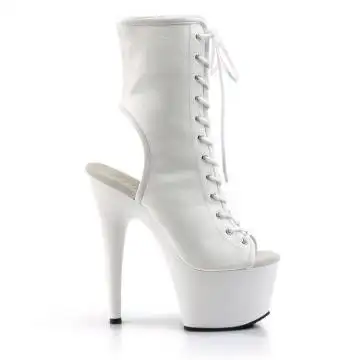 Bílé matné go-go kotníčkové kozačky ADO1016/WPU/M | ADORE-1016 Pleaser - z vnějšku