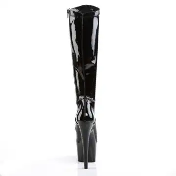 Černé lakované kozačky pod kolena ADO2000/B/M Pleaser | ADORE-2000 Pleaser - zezadu
