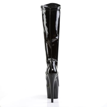 Černé lakované kozačky pod kolena ADO2000/B/M Pleaser | ADORE-2000 Pleaser - zezadu Černé lakované kozačky pod kolena ADO2000/B/M Pleaser | ADORE-2000 Pleaser - zezadu