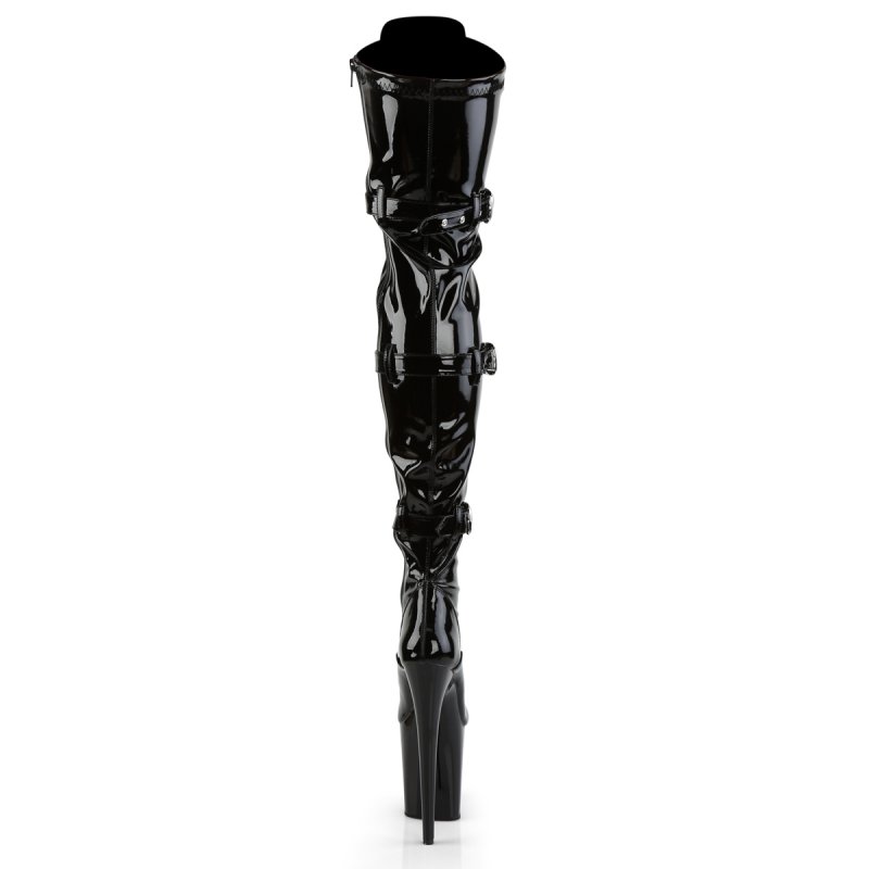 Černé erotické kozačky FLAM3028/B/M | FLAMINGO-3028 Pleaser - zezadu