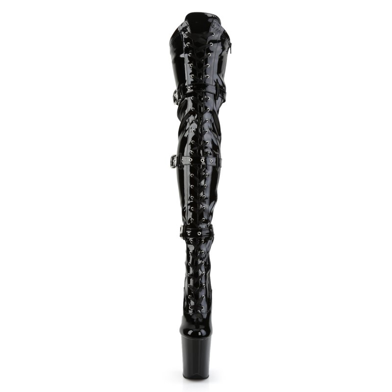 Černé erotické kozačky FLAM3028/B/M | FLAMINGO-3028 Pleaser - zepředu