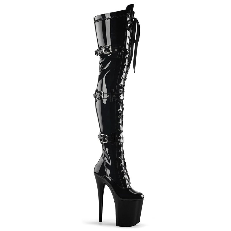 Černé erotické kozačky FLAM3028/B/M | FLAMINGO-3028 Pleaser