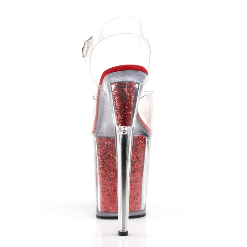 Sexy červené sandály na extrémním podpatku FLAM808G/C/R | FLAMINGO-808G Pleaser - zezadu