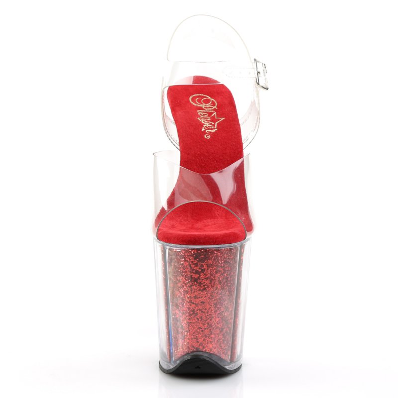 Sexy červené sandály na extrémním podpatku FLAM808G/C/R | FLAMINGO-808G Pleaser - zepředu