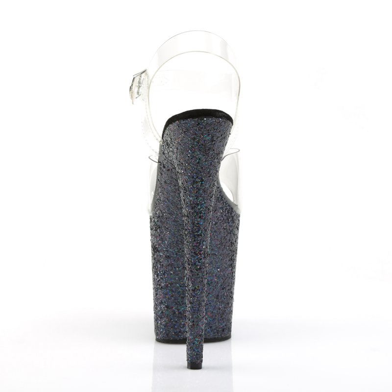 Černé sexy sandály na extra podpatku FLAM808LG/C/BG | FLAMINGO-808LG Pleaser - zezadu