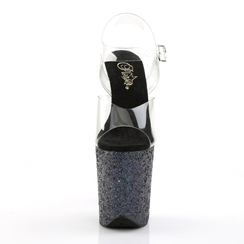 Černé sexy sandály na extra podpatku FLAM808LG/C/BG | FLAMINGO-808LG Pleaser - zepředu