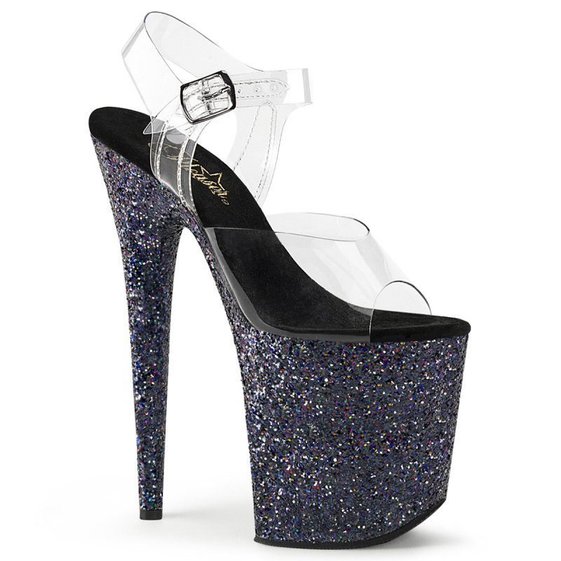 Černé sexy sandály na extra podpatku FLAM808LG/C/BG | FLAMINGO-808LG Pleaser