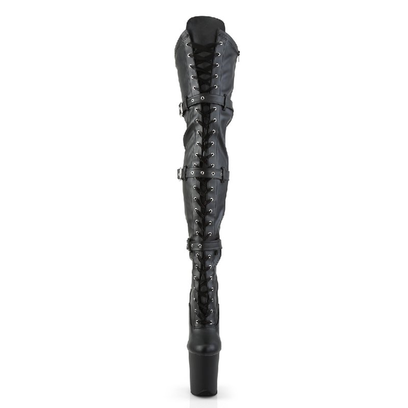 Černé matné erotické kozačky FLAM3028/BPU/M | FLAMINGO-3028 Pleaser - zepředu