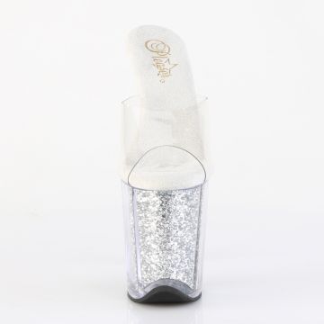 Pantofle se stříbrnými třpytkami FLAM801G/C/SG Pleaser | FLAMINGO-801G Pleaser - zepředu Pantofle se stříbrnými třpytkami FLAM801G/C/SG Pleaser | FLAMINGO-801G Pleaser - zepředu