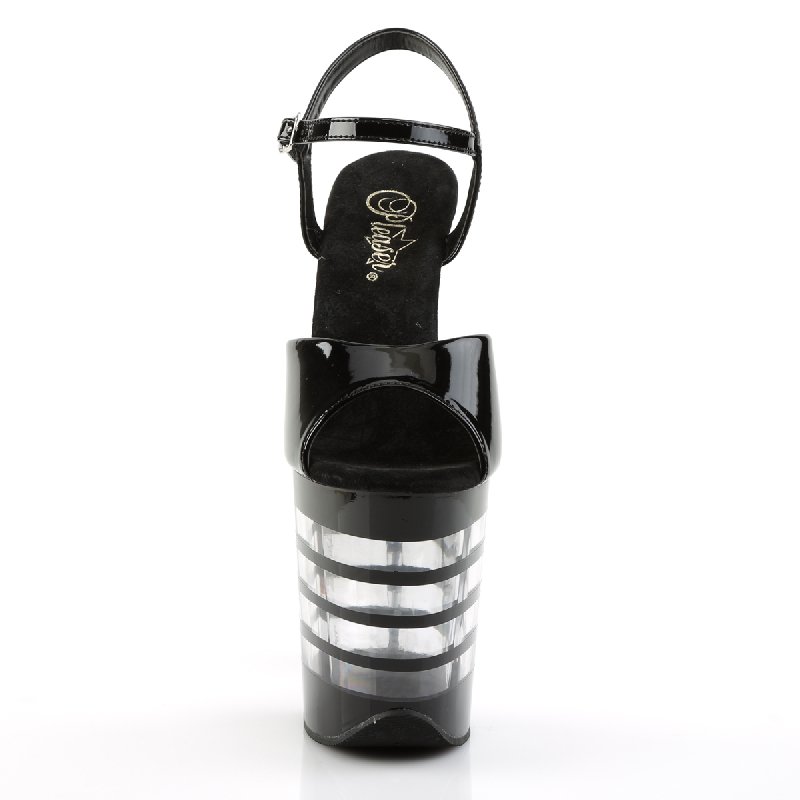 FLAMINGO-809LN FLAM809LN/B/M černé sexy sandály s průhlednými pruhy | FLAMINGO-809LN Pleaser - zepředu