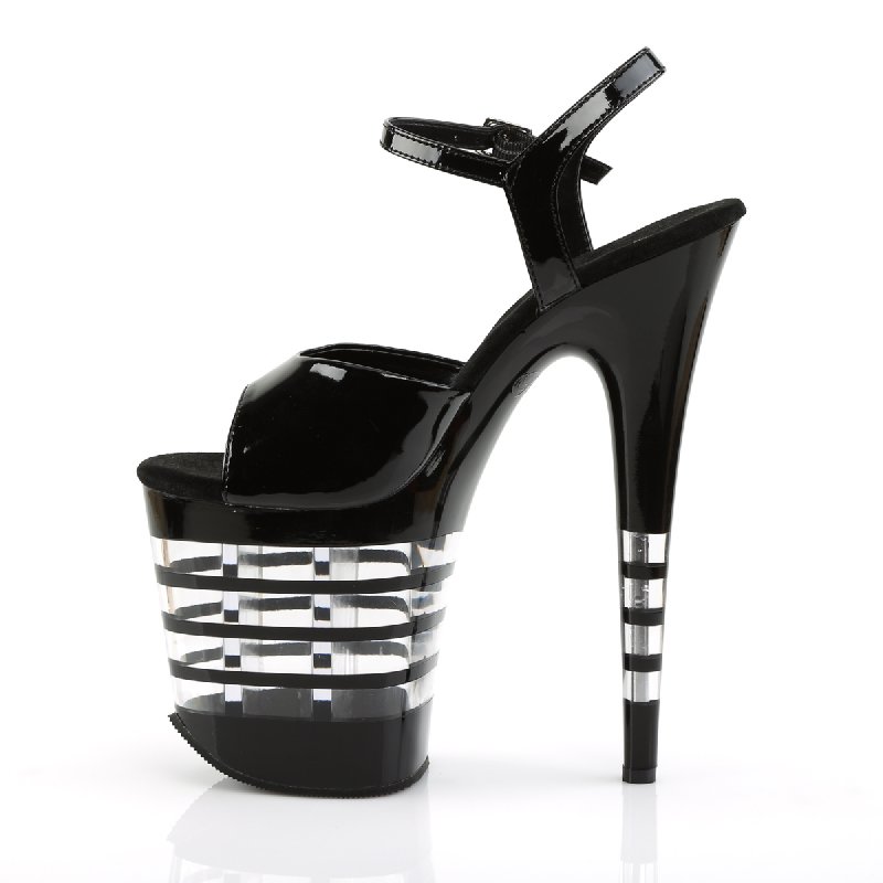 FLAMINGO-809LN FLAM809LN/B/M černé sexy sandály s průhlednými pruhy Pleaser - z vnitřku