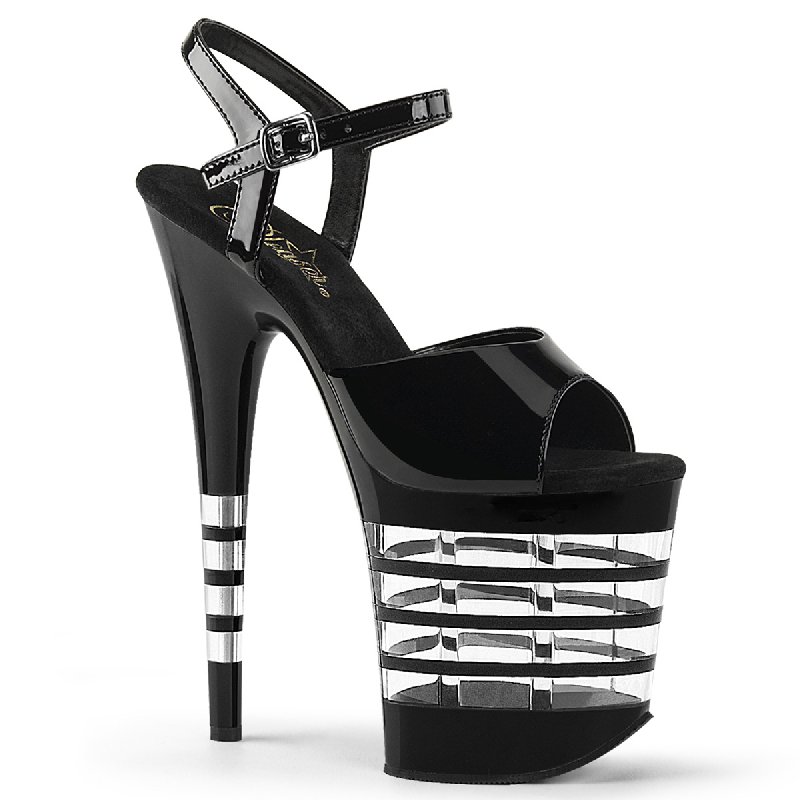 FLAMINGO-809LN FLAM809LN/B/M černé sexy sandály s průhlednými pruhy | FLAMINGO-809LN Pleaser
