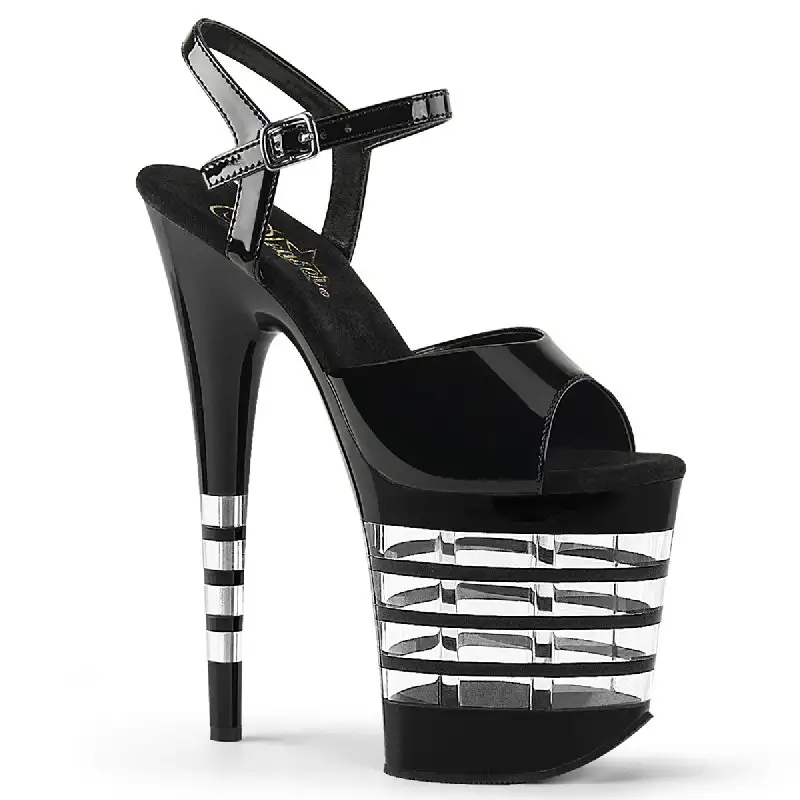 FLAMINGO-809LN FLAM809LN/B/M černé sexy sandály s průhlednými pruhy