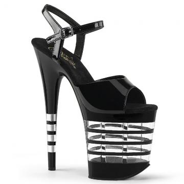FLAMINGO-809LN | FLAM809LN/B/M černé sexy sandály s průhlednými pruhy Pleaser
