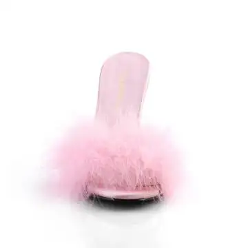 Růžové erotické pantofle s chmýřím CLAS01F/BPPU-F | CLASSIQUE-01F Fabulicious - zepředu