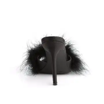 Černé erotické pantofle s chmýřím CLAS01F/BPU-F | CLASSIQUE-01F Fabulicious - zezadu