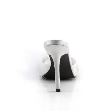 Bílé erotické pantofle s chmýřím CLAS01F/WPU-F | CLASSIQUE-01F Fabulicious - zezadu