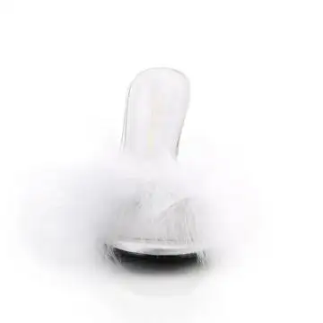 Bílé erotické pantofle s chmýřím CLAS01F/WPU-F | CLASSIQUE-01F Fabulicious - zepředu
