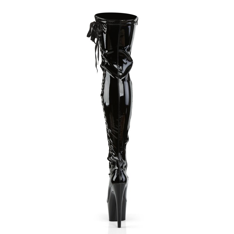 Černé kozačky na platformě a podpatku ADORE-3050 ADO3050/B/M | ADORE-3050 Pleaser - zezadu