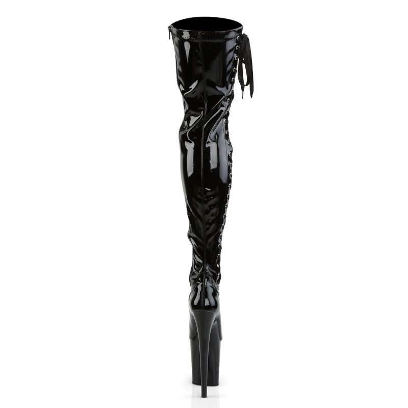 Extra podpatky černé sexy kozačky FLAMINGO-3050 FLAM3050/B/M | FLAMINGO-3050 Pleaser - zezadu