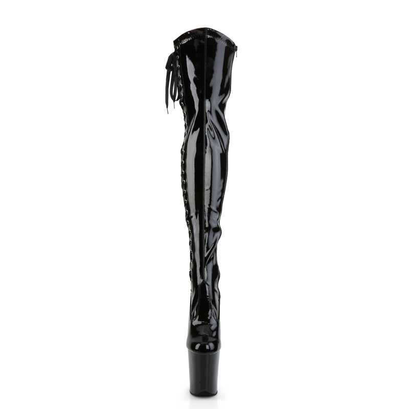 Extra podpatky černé sexy kozačky FLAMINGO-3050 FLAM3050/B/M | FLAMINGO-3050 Pleaser - zepředu
