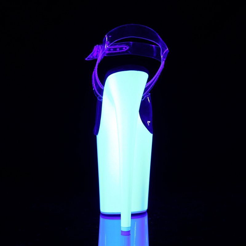 Bílé svítící boty na platformě FLAM808UV/C/NW | FLAMINGO-808UV Pleaser - zezadu