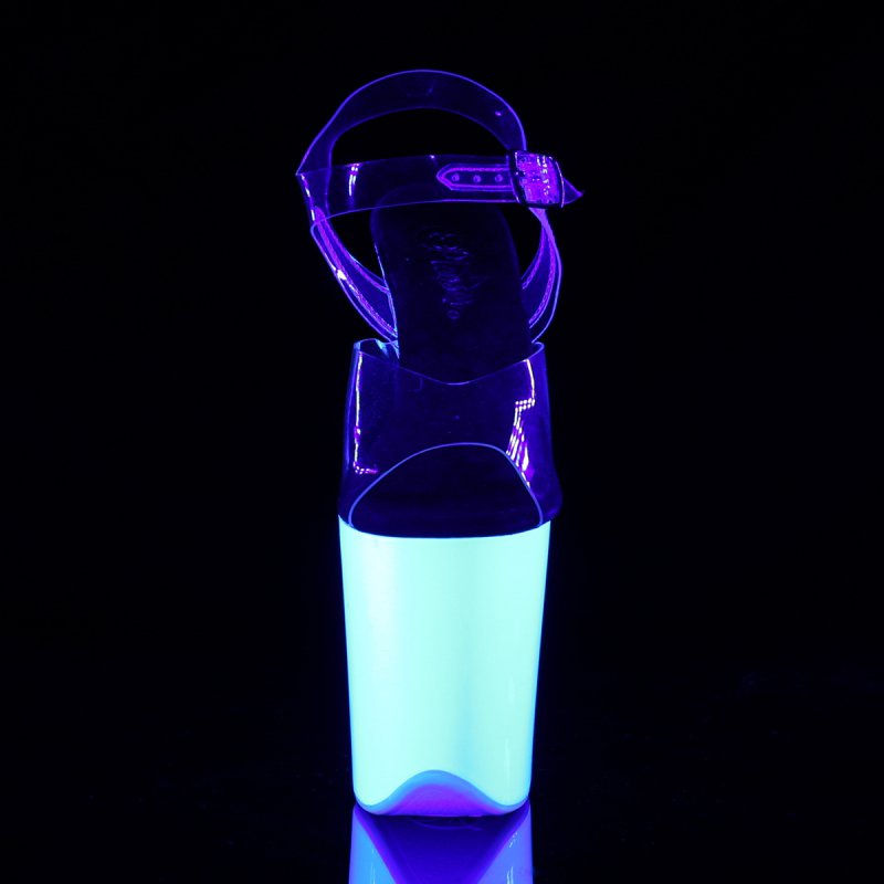 Bílé svítící boty na platformě FLAM808UV/C/NW | FLAMINGO-808UV Pleaser - zepředu