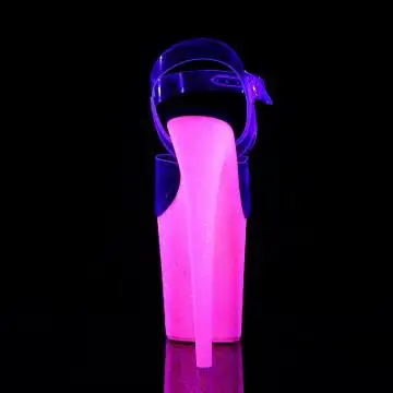 Růžové svítící sexy boty na podpatku FLAM808UVG/C/NHPG | FLAMINGO-808UVG Pleaser - zezadu