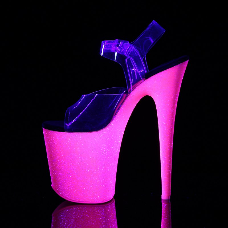 Růžové svítící sexy boty na podpatku FLAM808UVG/C/NHPG | FLAMINGO-808UVG Pleaser - z vnitřku