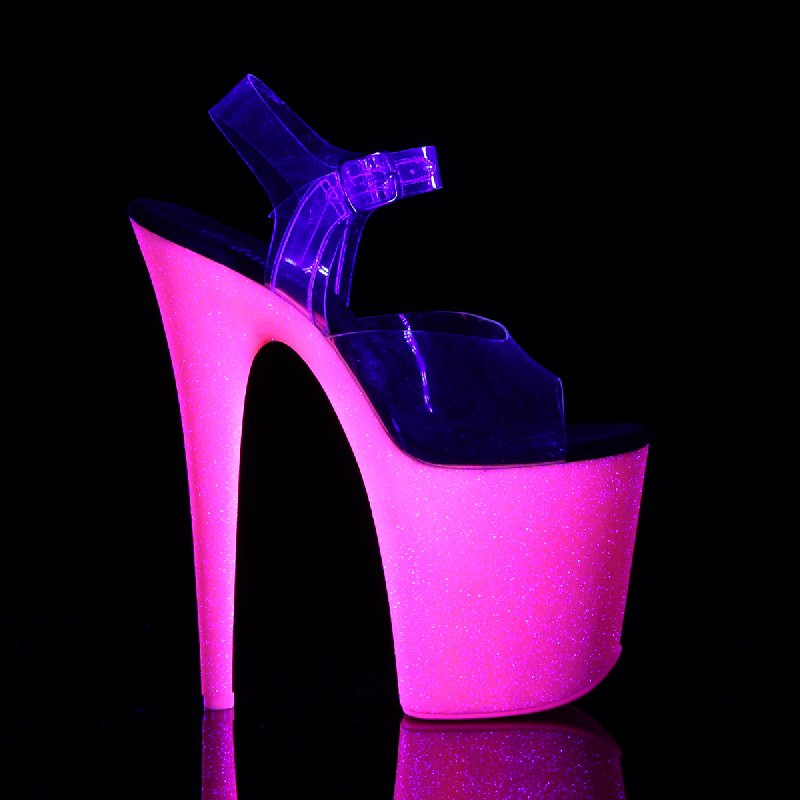 Růžové svítící sexy boty na podpatku FLAM808UVG/C/NHPG | FLAMINGO-808UVG Pleaser - z vnějšku