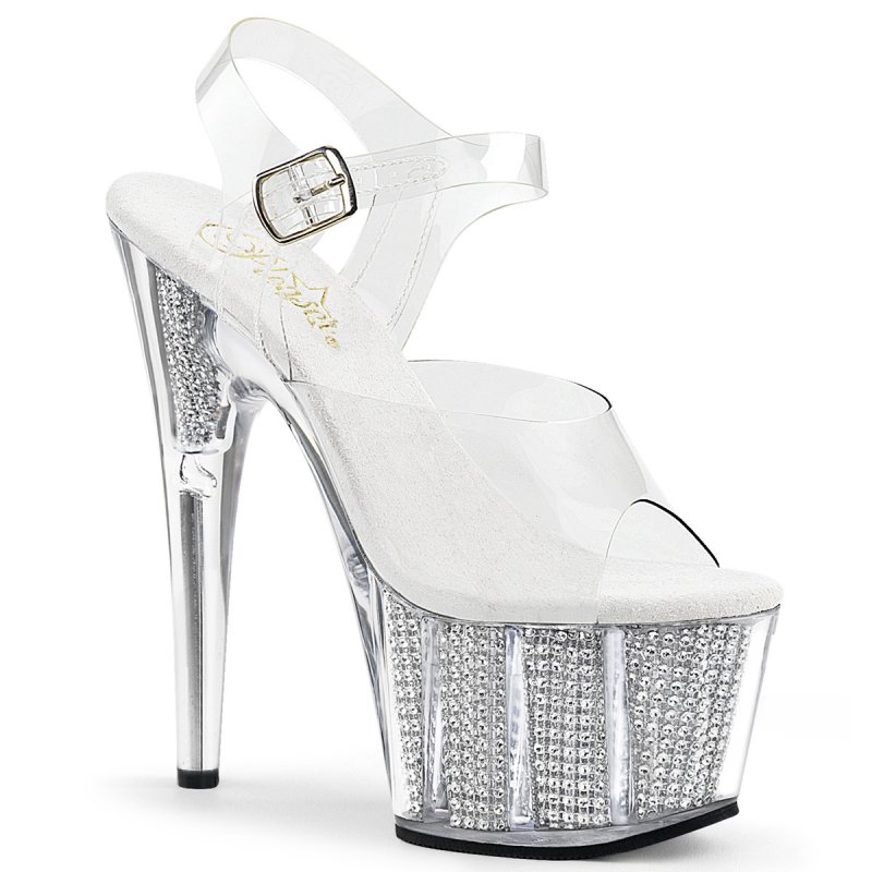 Sexy boty se stříbrnými ozdobnými kamínky ADO708SRS/C/S | ADORE-708SRS Pleaser
