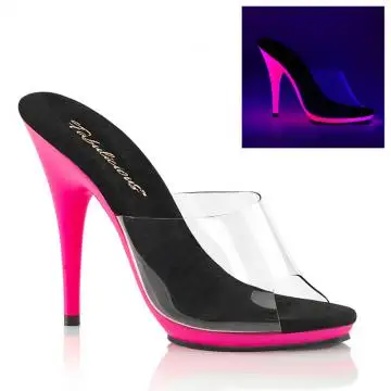 Růžové svítící pózovací pantofle POISE501UV/C/NHP | POISE-501UV Pleaser