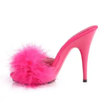 Růžové pantofle s chmýřím POISE501F/HPSA/M | POISE-501F Fabulicious - z vnitřku