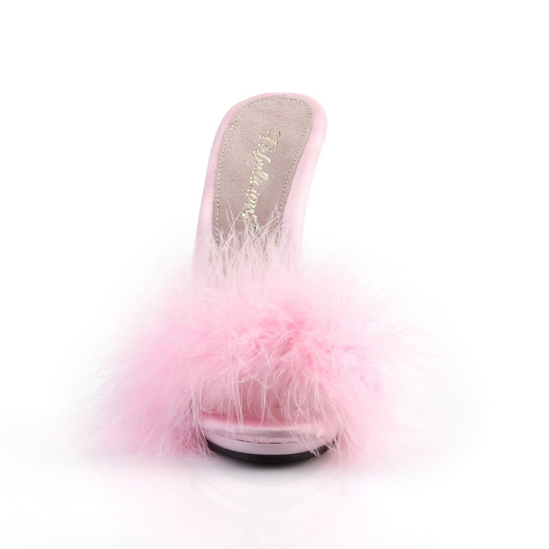 Světle růžové pantofle s chmýřím POISE501F/BPSA/M | POISE-501F Fabulicious - zepředu