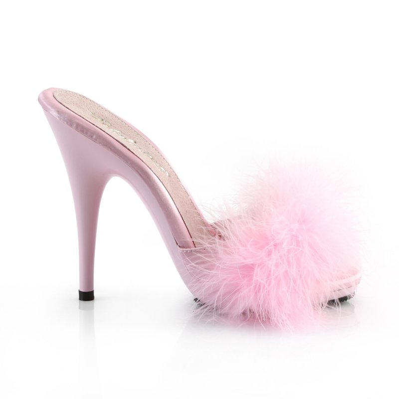 Světle růžové pantofle s chmýřím POISE501F/BPSA/M | POISE-501F Fabulicious - z vnějšku