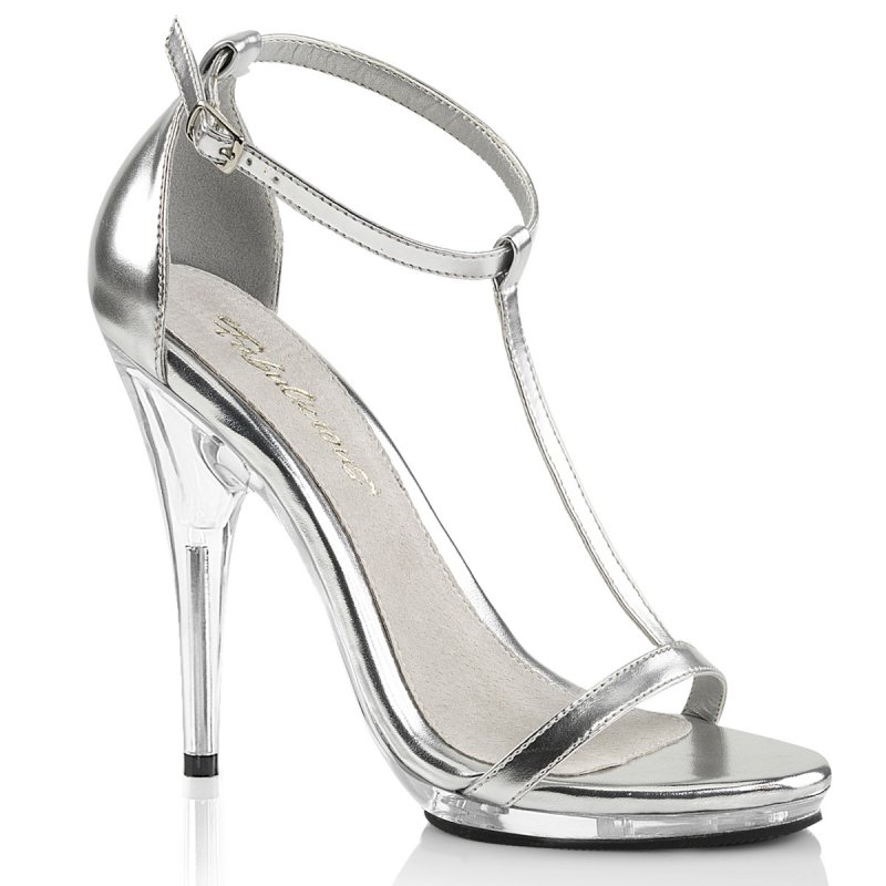 Stříbrné sandály na vysokém podpatku POISE526/SMPU/C | POISE-526 Fabulicious