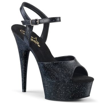 DELIGHT-609MMG | Černé sandály Pleaser DEL609MMG/BPU/M s třpytkami