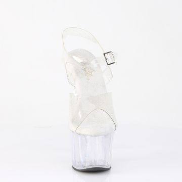 Průhledné taneční sandály s třpytkami ADO708MMG/C/M Pleaser | ADORE-708MMG - zepředu