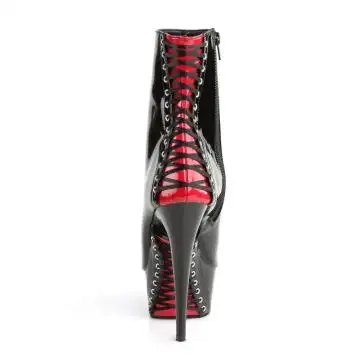 Černé kotníčkové kozačky s otevřenou špičkou DEL1025/B-R/B | DELIGHT-1025 Pleaser - zezadu