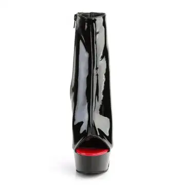 Černé kotníčkové kozačky s otevřenou špičkou DEL1025/B-R/B | DELIGHT-1025 Pleaser - zepředu