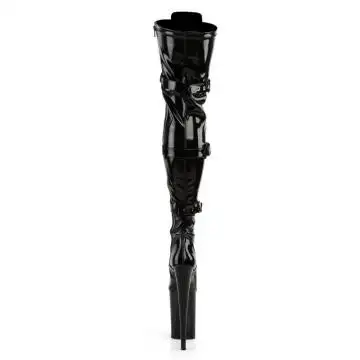 Černé erotické stehenní kozačky INF3028/B/M | INFINITY-3028 Pleaser - zezadu