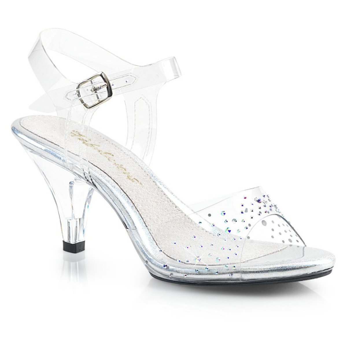 Průhledné zdobené sandály na nízkém podpatku BEL308SD/C/M | BELLE-308SD Fabulicious