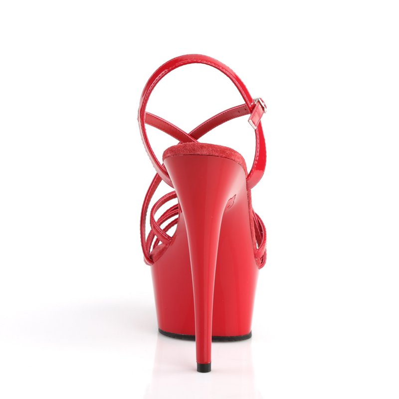 Červené páskové sexy sandály DEL613/R/M | DELIGHT-613 Pleaser - zezadu