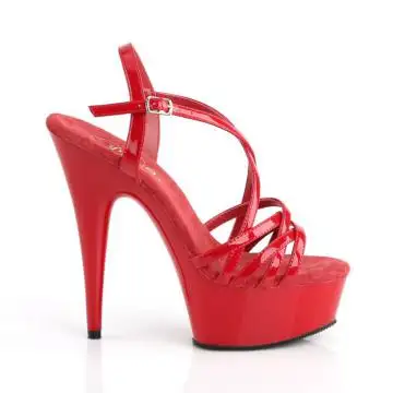 Červené páskové sexy sandály DEL613/R/M | DELIGHT-613 Pleaser - z vnějšku