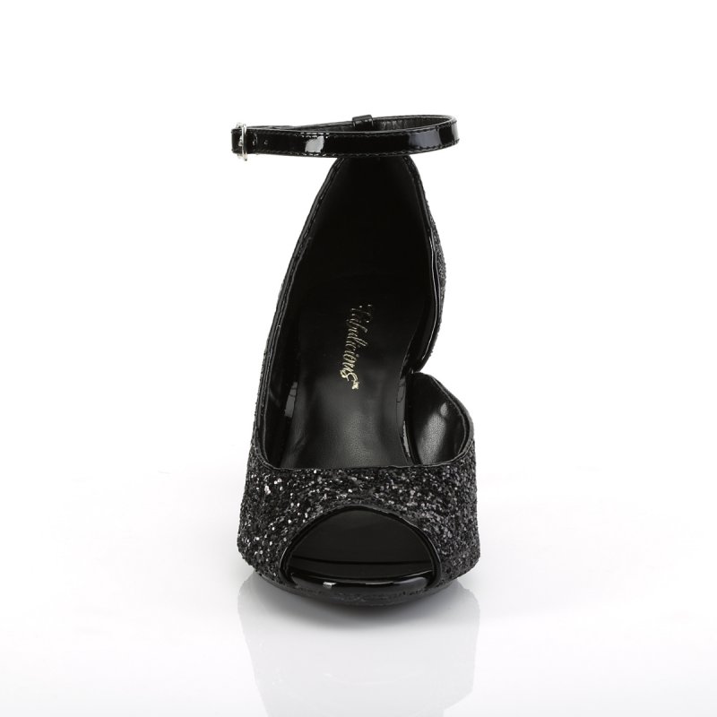 BELLE-381G BEL381G/B/M černé společenské lodičky na podpatku | BELLE-381G Fabulicious - zepředu