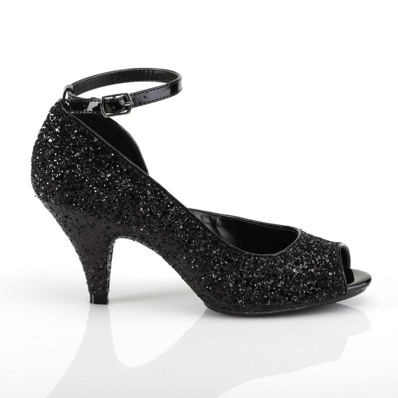 BELLE-381G BEL381G/B/M černé společenské lodičky na podpatku | BELLE-381G Fabulicious - z vnějšku