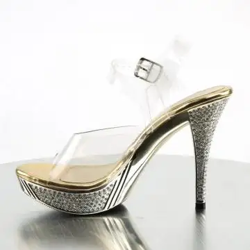 Zlaté luxusní sandálky na podpatku ELEG408/C/GCH | ELEGANT-408 Fabulicious - z vnitřku