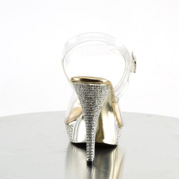 Zlaté luxusní sandálky na podpatku ELEG408/C/GCH | ELEGANT-408 Fabulicious - zezadu Zlaté luxusní sandálky na podpatku ELEG408/C/GCH | ELEGANT-408 Fabulicious - zezadu