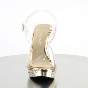 Zlaté luxusní sandálky na podpatku ELEG408/C/GCH | ELEGANT-408 Fabulicious - zepředu Zlaté luxusní sandálky na podpatku ELEG408/C/GCH | ELEGANT-408 Fabulicious - zepředu