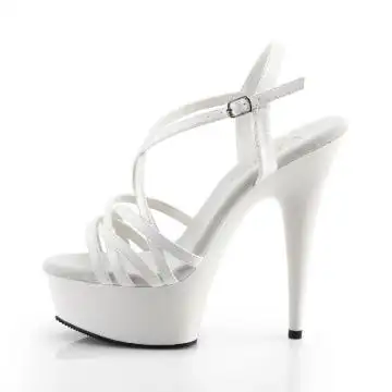 Bílé páskové sexy sandály DEL613/W/M | DELIGHT-613 Pleaser - z vnitřku